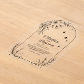 ブラックフローラスモダンター結婚アーチ アクリル招待状 (レイダウン)