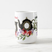 ブラックフローラティーポットアフタヌーンティー50誕生日Co コーヒーマグカップ (中央)