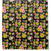 ブラックフローラトロピカル シャワーカーテン (正面)