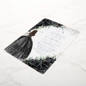 ブラックフローラドレスキンセアニラスウィート16 XVシルバー 箔招待状 (回転した状態)