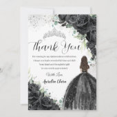 ブラックフローラドレスシルバーキンセアニラスウィート16 XV サンキューカード (正面)