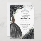 ブラックフローラドレスシルバーキンセアニラスウィート16 XV 招待状 (正面)