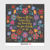 ブラックフローラハッピーハッピーハッピーアズ引用文 シール (シート)