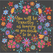 ブラックフローラハッピーハッピーハッピーアズ引用文 シール (正面)