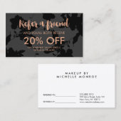 ブラックフローラバラ金ゴールド文字サロン紹介カード 紹介カード (正面/裏面)