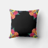 ブラックフローラフィエスタメキシコフラワー装飾用クッション クッション (裏面)