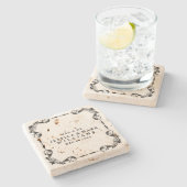 ブラックフローラフレーム結婚カスタマイズ可能なギフト ストーンコースター (横)