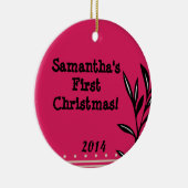 ブラックフローラブパーソナライズされたランチ名オーナメント セラミックオーナメント (右)