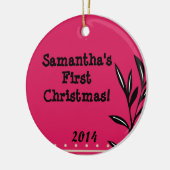 ブラックフローラブパーソナライズされたランチ名オーナメント セラミックオーナメント (左)