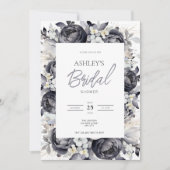 ブラックフローラブライダルシャワー招待 招待状 (正面)