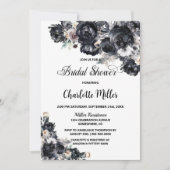 ブラックフローラブライダルシャワー 招待状 (正面)