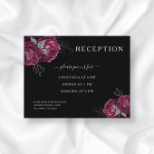 ブラックフローラブルゴーニュ牡丹ウェディングレセプション エンクロージャーカード