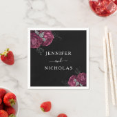 ブラックフローラブルゴーニュ結婚ー スタンダードカクテルナプキン (インサイチュ)