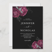 ブラックフローラブルゴーニュ結婚ー 招待状 (正面)