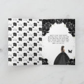 ブラックフローラブルネットヘアガールハッピーバースデー カード (内部)