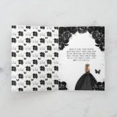 ブラックフローラブロンドヘアガールハッピーバースデー カード (内部)