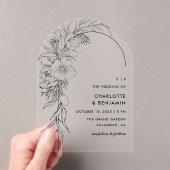 ブラックフローラブーケアー結婚チーズ アクリル招待状 (インサイチュ (ポータブル))