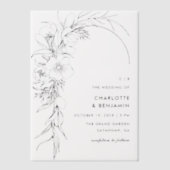 ブラックフローラブーケアー結婚チーズ ベラム紙招待状 (正面)