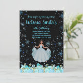 ブラックフローラプリンセス誕生日招待状 招待状 (スタンド正面)