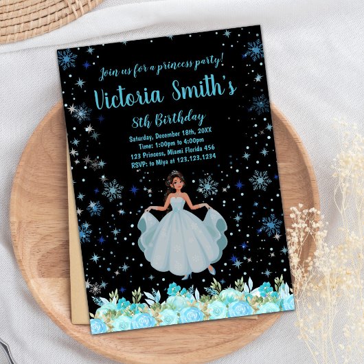 ブラックフローラプリンセス誕生日招待状 招待状