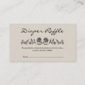 ブラックフローラベビーシャワーおむつラッフルカード エンクロージャーカード (正面)