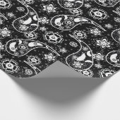 ブラックフローラペイズリーイラストレーションパターンデザイン ラッピングペーパー (角)