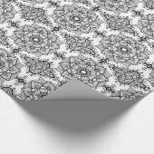 ブラックフローラペイズリーマンダラパターン ラッピングペーパー (角)