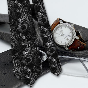 ブラックフローラペイズリー構造 ネクタイ