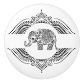 ブラックフローラペイズリー象華美レース枠 セラミックノブ (正面)