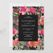 ブラックフローラホリーベリークリスマス結婚ズ 招待状 (正面)