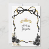 ブラックフローラボウプリンセス金ゴールドクラウンキンセアニラ 招待状 (裏面)