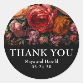 ブラックフローラボタニカルムーディーズオランダありがとう ラウンドシール