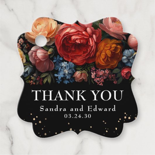 ブラックフローラボタニカル結婚ムーディーズ フェイバータグ (正面)