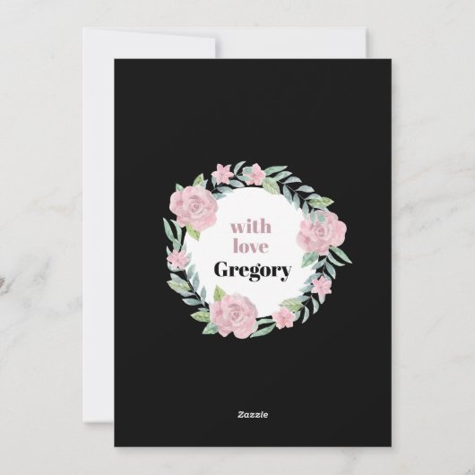 ブラックフローラマザーズデイホリデーカード シーズンカード (裏面)