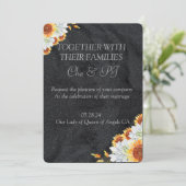 ブラックフローラミニマル結婚ズ 招待状 (スタンド正面)