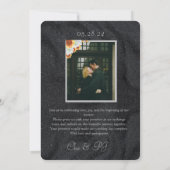 ブラックフローラミニマル結婚ズ 招待状 (裏面)