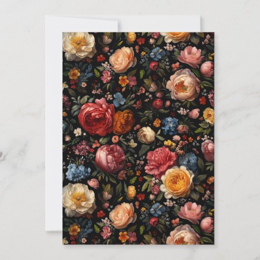 ブラックフローラムーディボタニカルゴシックベビーシャワー 招待状 (裏面)