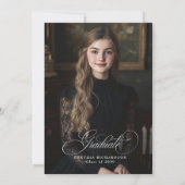 ブラックフローラムーディボタニカルシック卒業パーティー 招待状 (裏面)