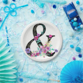 ブラックフローラモダンアンパサンドシック春の結婚式 ペーパープレート (パーティー)