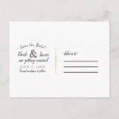 ブラックフローラモダンアンパサンドChic日付の保存 案内ポストカード (裏面)