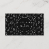 ブラックフローラモダンウェディングRSVP QRコードカード エンクロージャーカード (裏面)