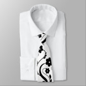 ブラックフローラユニーク2ブラック/ホワイトデザインネクタイ ネクタイ (タイ)