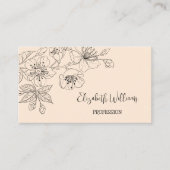 ブラックフローララインアートボタニカルQRコード 名刺 (正面)