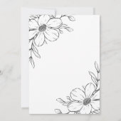 ブラックフローララインスケッチ結婚式招待状 招待状 (裏面)