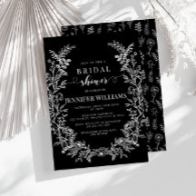 ブラックフローラリースボホブライダルシャワー招待