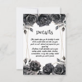 ブラックフローラルゴシック結婚式詳細カード 招待状 (正面)