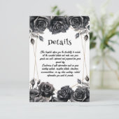 ブラックフローラルゴシック結婚式詳細カード 招待状 (スタンド正面)
