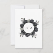 ブラックフローラルゴシック結婚式詳細カード 招待状 (裏面)