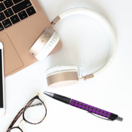 ブラックフローラルパターンの紫ゼラニウム ボールペン