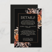 ブラックフローラワイルドフラワー秋ボホ結婚の詳細 エンクロージャーカード (正面/裏面)